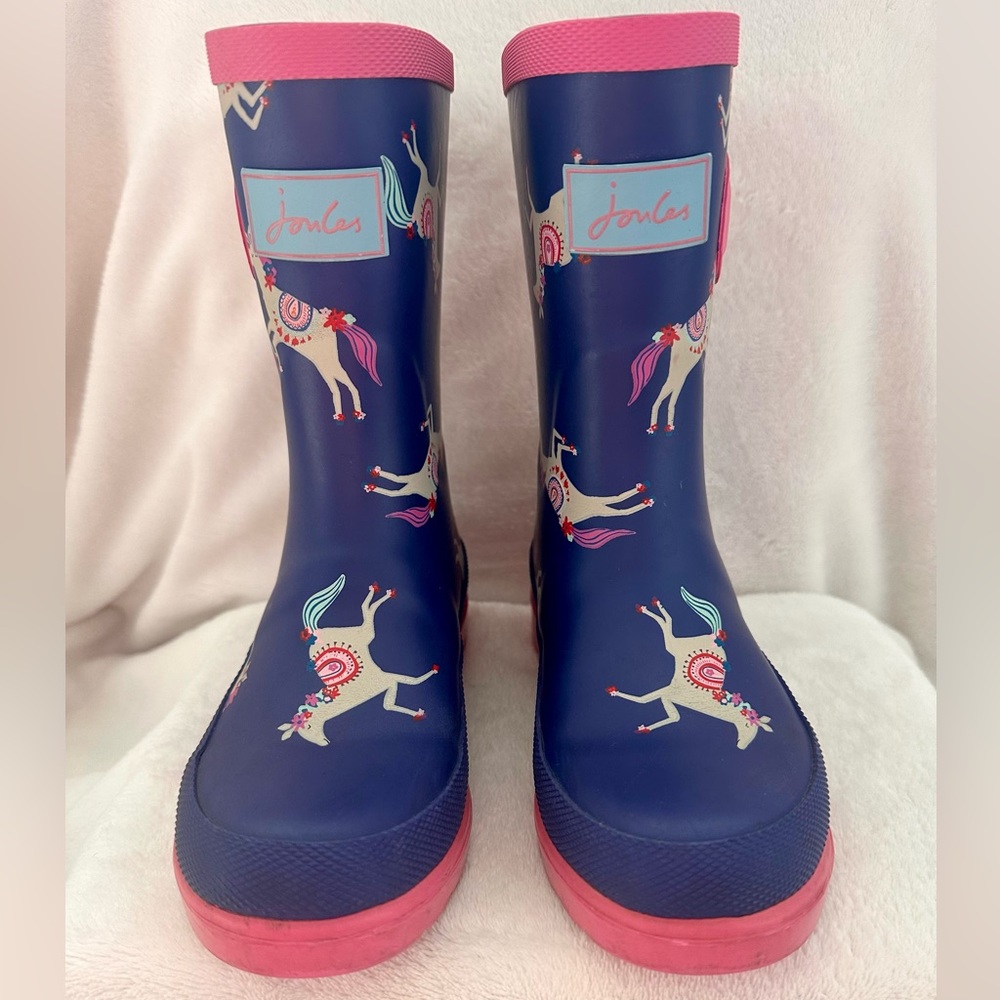 🦄🦄 Joules Kids Rain Boots with Unicorns - Navy and Pink
